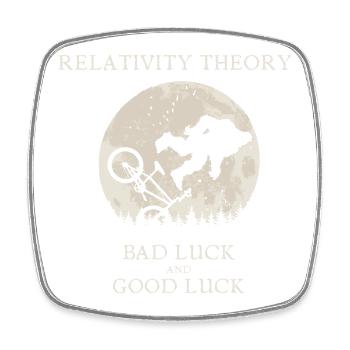 Relativity Theory - Bad Luck and Good Luck - Square fridge magnet - white - Front