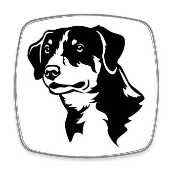 Tête de chien de montagne Entlebucher « Black Edition » - Magnet carré - blanc - Devant