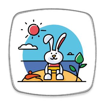 Hase am Strand beim Sonnenbad - Viereckiger Kühlschrankmagnet - Weiß - Vorne