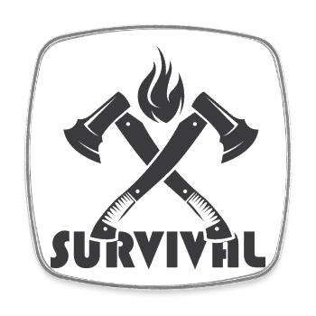 survival icon axe fire lumberjack logo icon - Square fridge magnet - white - Front