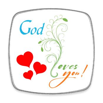 Gott liebt Dich / God loves you - Viereckiger Kühlschrankmagnet - Weiß - Vorne