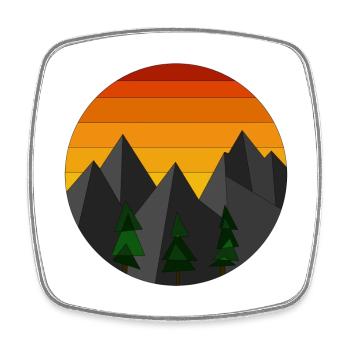 Mountain landscape sunset geometric - Square fridge magnet - white - Front