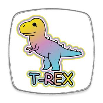 Pastell-T-Rex Cartoon Design - Viereckiger Kühlschrankmagnet - Weiß - Vorne
