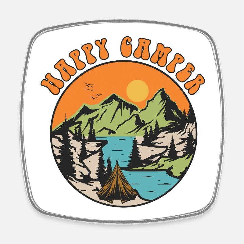 Happy Camper - Magnet carré - blanc