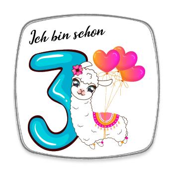Dritter Geburtstag Ich bin schon drei Jahre - Viereckiger Kühlschrankmagnet - Weiß - Vorne