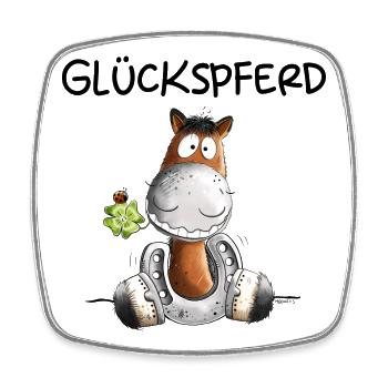 Pferd Im Glück I Pferdemotiv Reiter - Viereckiger Kühlschrankmagnet - Weiß - Vorne