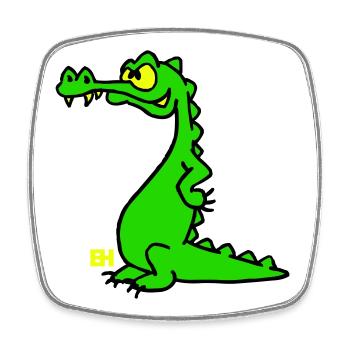 Smiling Crocodile, Three Color Design - Square fridge magnet - white - Front