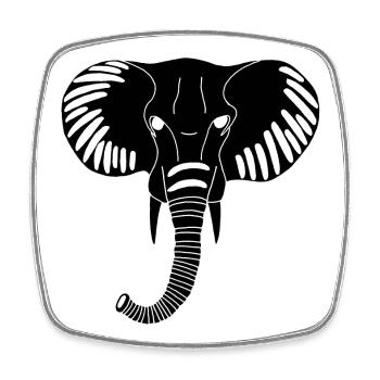 Black elephant head - Square fridge magnet - white - Front