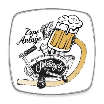 Zapfanlage Bier Twins Bikertreffen - Viereckiger Kühlschrankmagnet - Weiß - Vorne