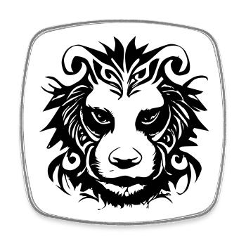 Lion Tribal - Magnet carré - blanc - Devant