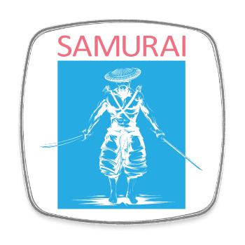 Symbole de samouraï Icône du logo Illustration Graphique - Magnet carré - blanc - Devant