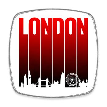 London Skyline Rot Gradient - Viereckiger Kühlschrankmagnet - Weiß - Vorne