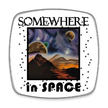 Somewhere in space a mysterious planet - Square fridge magnet - white - Front