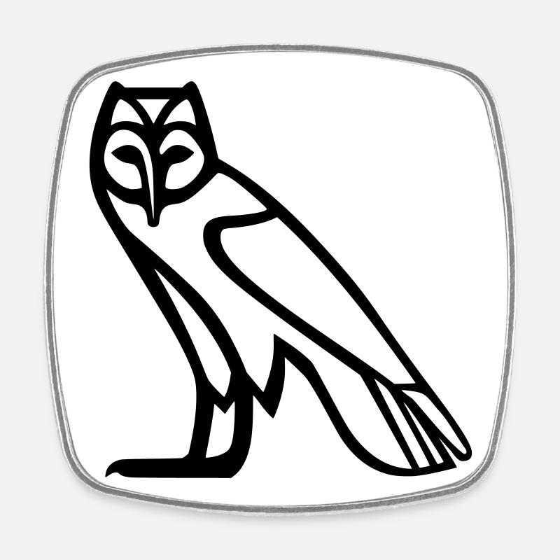 Eulen-Hieroglyphe - Viereckiger Kühlschrankmagnet - Weiß