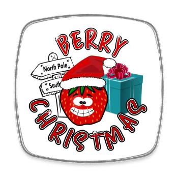Sweet berries Christmas - Square fridge magnet - white - Front
