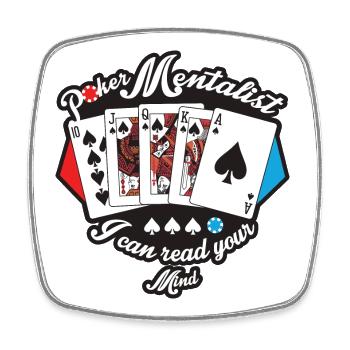 Lecteur d’ de poker - Magnet carré - blanc - Devant