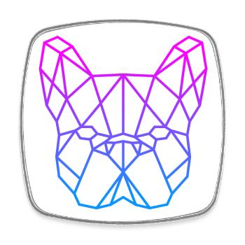 Geometrischer Bulldog Neon Gradient - Viereckiger Kühlschrankmagnet - Weiß - Vorne