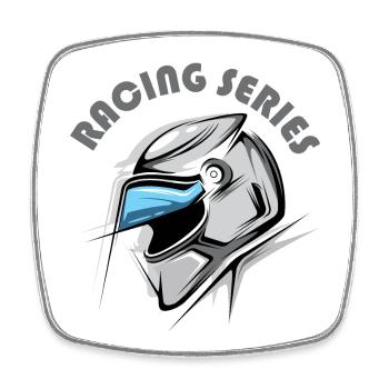 Icône de course Logo Casque Icône Illustration Graphique - Magnet carré - blanc - Devant