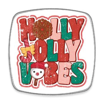 Holly Jolly Vibes - Viereckiger Kühlschrankmagnet - Weiß - Vorne