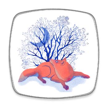 Mondträume unter Blauem Baum - Viereckiger Kühlschrankmagnet - Weiß - Vorne