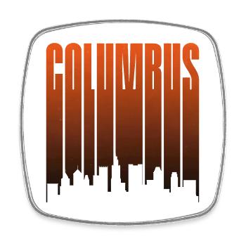 Columbus Skyline Sunset Gradient - Viereckiger Kühlschrankmagnet - Weiß - Vorne