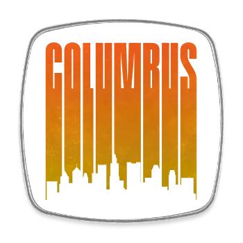 Columbus Sonnenuntergang Skyline - Viereckiger Kühlschrankmagnet - Weiß - Vorne