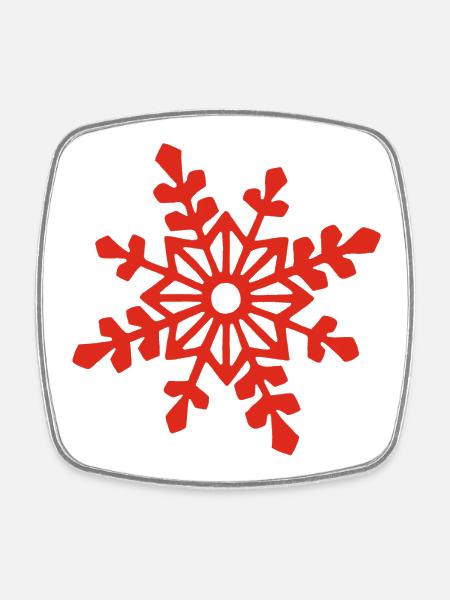 Flocon de neige rouge - Magnet carré - blanc