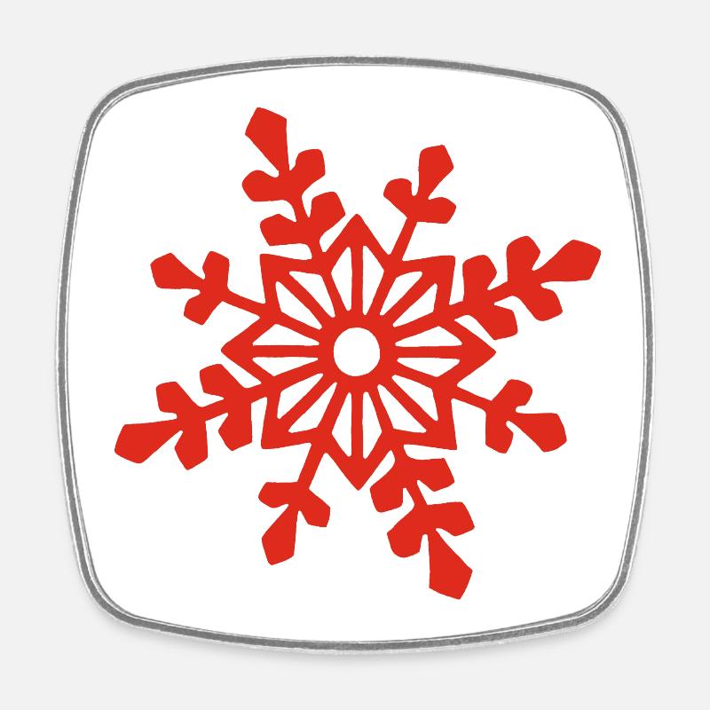 Flocon de neige rouge - Magnet carré - blanc