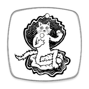 Muschelkatze - Viereckiger Kühlschrankmagnet - Weiß - Vorne