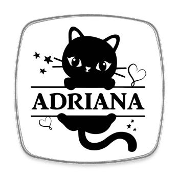 Katzen-T-Shirt Adriana T-Shirt Geschenkidee - Viereckiger Kühlschrankmagnet - Weiß - Vorne
