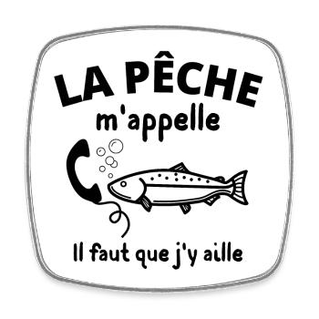 pêche, pêcheur, fan de pêche - Magnet carré - blanc - Devant