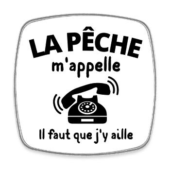 pêche, pêcheur, fan de pêche - Magnet carré - blanc - Devant