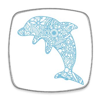 Dolphin T-Shirt Dauphin Dolphin Delfin Delfin Mandala - Viereckiger Kühlschrankmagnet - Weiß - Vorne