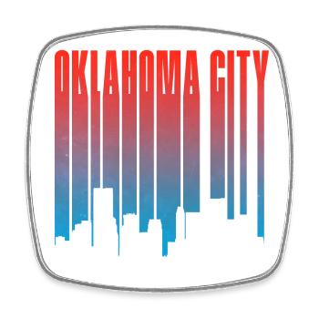 Oklahoma City Skyline Gradient - Viereckiger Kühlschrankmagnet - Weiß - Vorne