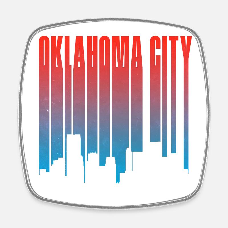 Oklahoma City Skyline Gradient - Square fridge magnet - white