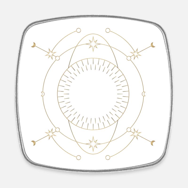 Golden Star Circle Orbit Design - Square fridge magnet - white