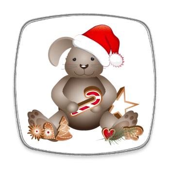 goldiger Hase für Weihnachten mit Weihnachtsmütze - Viereckiger Kühlschrankmagnet - Weiß - Vorne