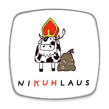 NiKUHlaus - Nikolaus, Kuh, Illustration - Viereckiger Kühlschrankmagnet - Weiß - Vorne