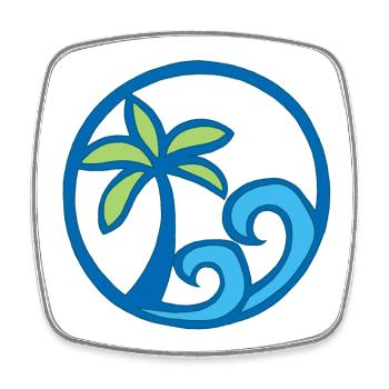 Waves and palm tree - Square fridge magnet - white - Front