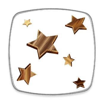 Stars in dark wood look with grain - Square fridge magnet - white - Front
