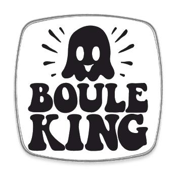 Tenue Boule King Queen pour les joueurs de boules - Magnet carré - blanc - Devant