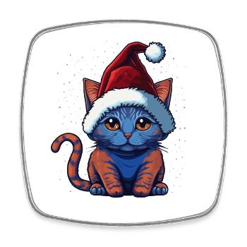 Cute Winter kitten digital artwork, a great - Square fridge magnet - white - Front