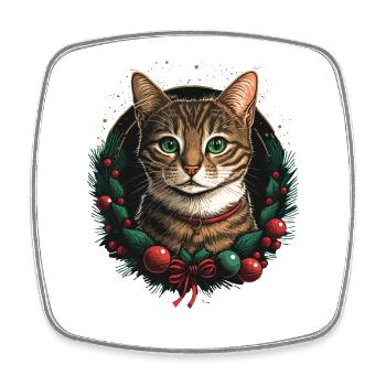 kitten wearing Santa Claus hat - Square fridge magnet - white - Front