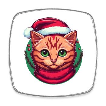 Belle illustration numérique de chaton de Noël, le - Magnet carré - blanc - Devant