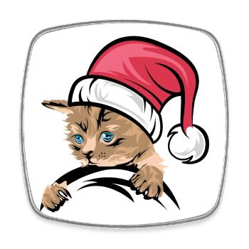 xmas cat Katze Symbol Katzen Weihnachten Comic - Viereckiger Kühlschrankmagnet - Weiß - Vorne