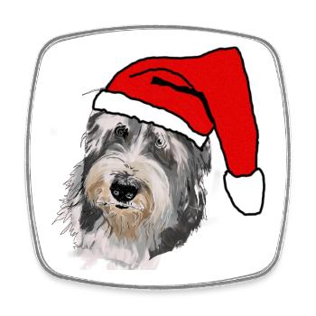 Bearded Collie - Viereckiger Kühlschrankmagnet - Weiß - Vorne