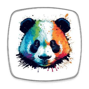 Watercolor Colored Panda Illustration - Square fridge magnet - white - Front