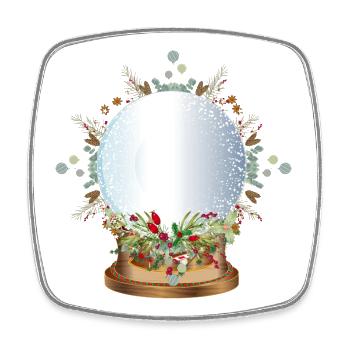 empty nostalgic snow globe to label - Square fridge magnet - white - Front