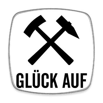 Glück Auf Bergmannszeichen Schlägel Eisen Pott Aue - Viereckiger Kühlschrankmagnet - Weiß - Vorne