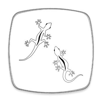 Two Lizards (b&w) - Square fridge magnet - white - Front